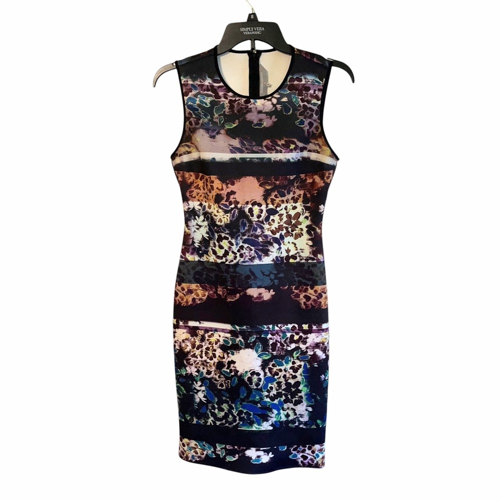 Clover Canyon Womens Abstract Floral Print‎ Sleeveless Sheath Dress Size S
